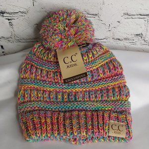 'C.C. BEANIE' "POM-POM' BEANIE KIDS VARIEGATED MULE